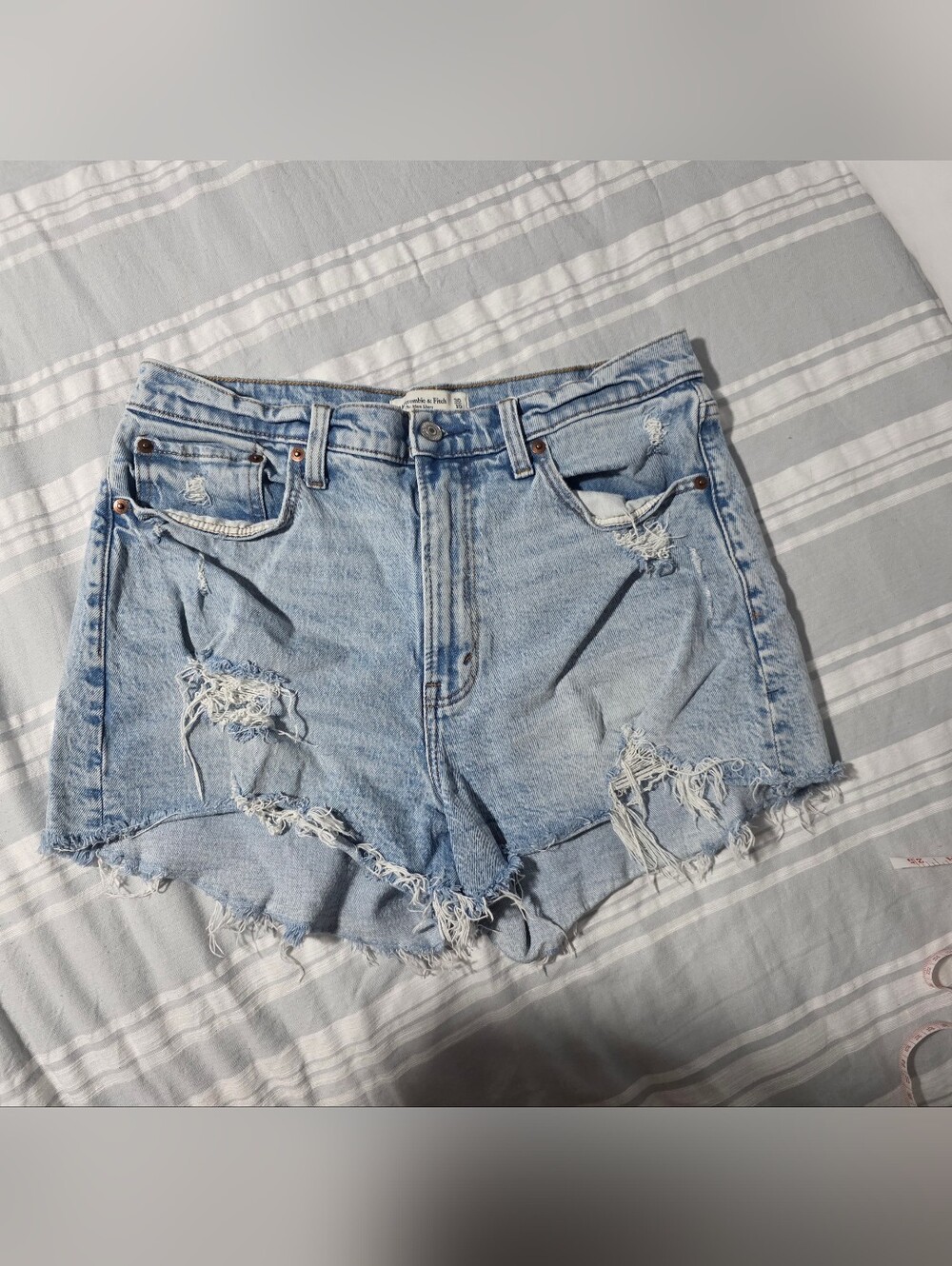Abercrombie & Fitch Light Blue Distressed Denim Cutoff Shorts